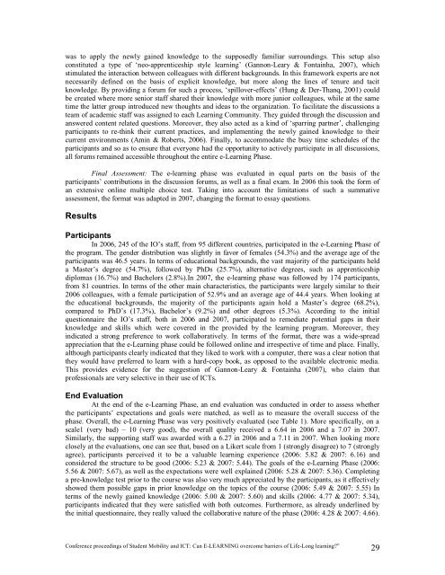 proceedings of Student Mobility and ICT: Can E-LEARNING