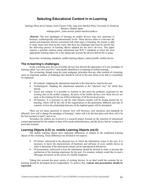 proceedings of Student Mobility and ICT: Can E-LEARNING