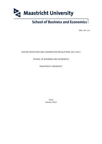 Master Education Programme and Examination Regulations 2006 ...