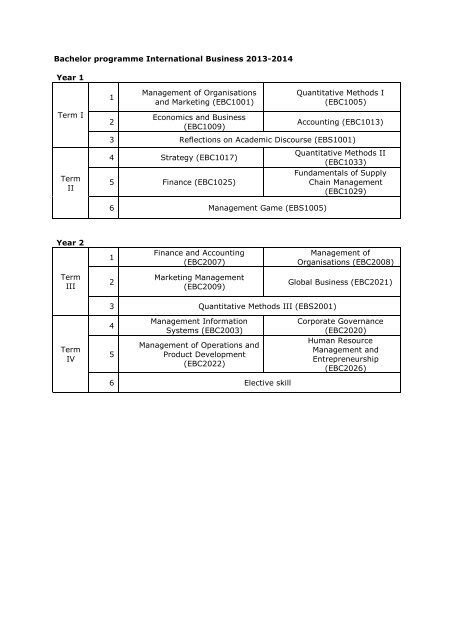 Bachelor EER (OER) 2013-2014 DRAFT - School of Business and ...