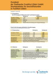 Preisblatt der Stadtwerke Frankfurt (Oder) GmbH ... - Fdh-ffo.de