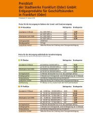 Preisblatt der Stadtwerke Frankfurt (Oder) GmbH ... - Fdh-ffo.de