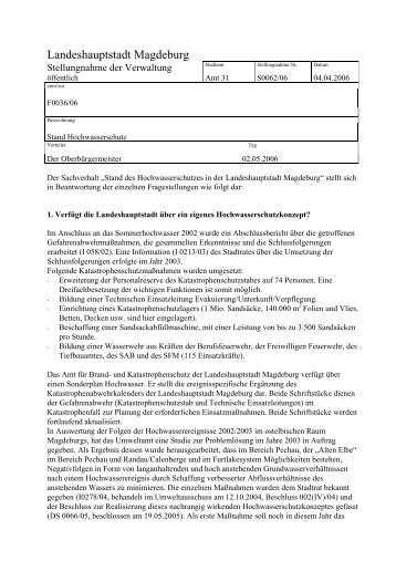 Stellungnahme - Vorlage S0062/06 - FDP Kreisverband Magdeburg