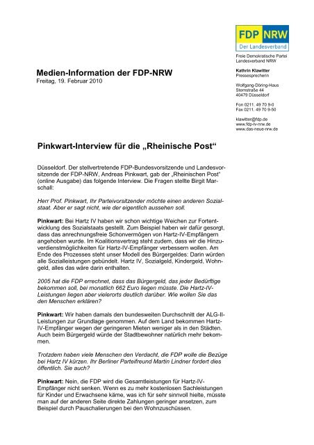 100219- Pi Interview für die Rheinische Post - FDP-NRW
