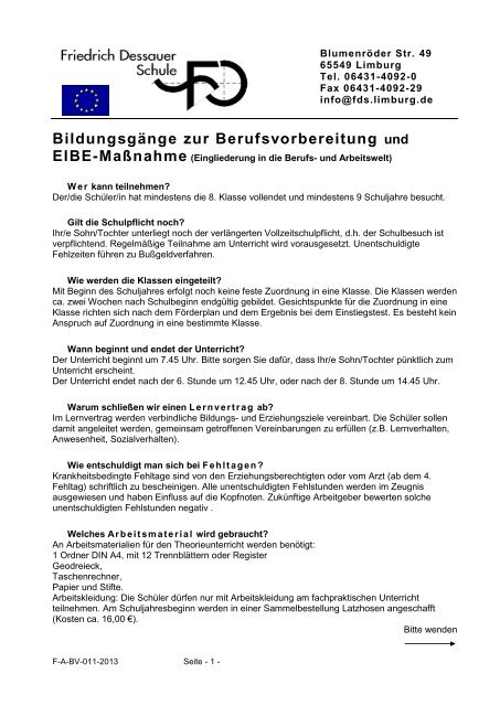 Ubergabebogen Friedrich Dessauer Schule