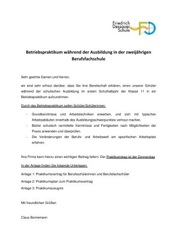 Praktikumsvertrag - Friedrich-Dessauer-Schule