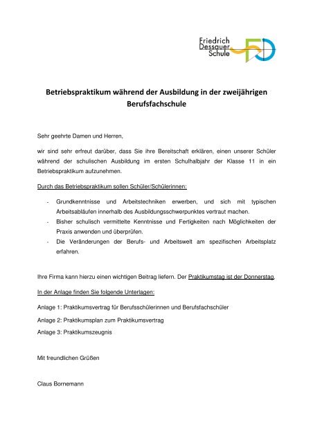 Praktikumsvertrag - Friedrich-Dessauer-Schule