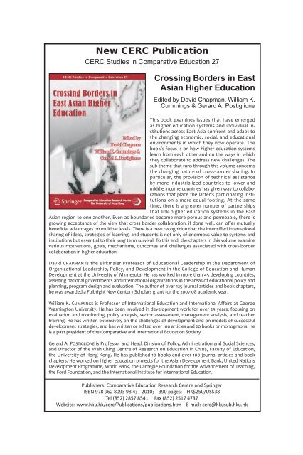 Comparative Education Bulletin - Faculty of Education - The ...