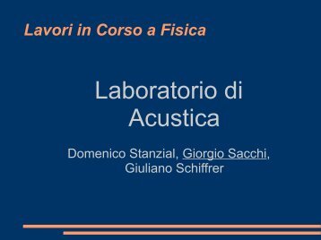 Acustica - INFN Sezione di Ferrara
