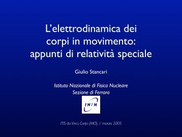 lucidi (PDF) - INFN Sezione di Ferrara