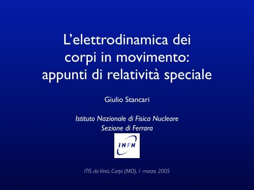 lucidi (PDF) - INFN Sezione di Ferrara