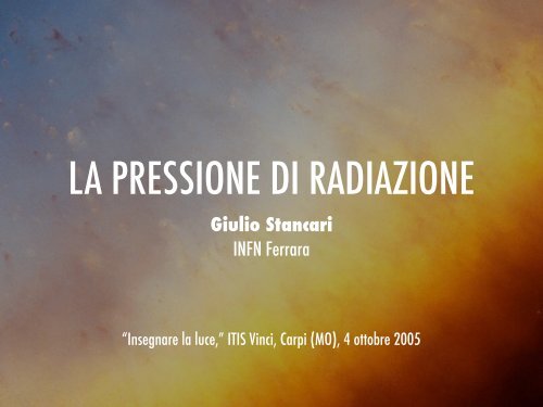 lucidi (PDF) - INFN Sezione di Ferrara