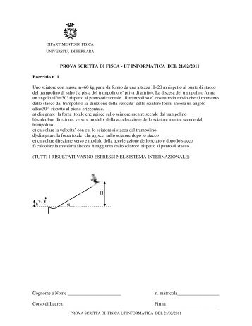 testo e soluzioni della prova d'esame - INFN Sezione di Ferrara