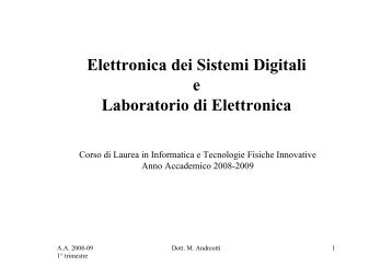 Elettronica dei Sistemi Digitali e Laboratorio di Elettronica