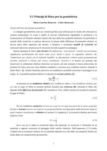 Teoria alla base del metodo geoelettrico - INFN Sezione di Ferrara