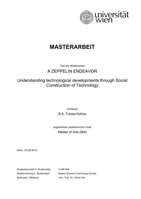 MASTERARBEIT - Institut für Wissenschaftsforschung - Universität ...