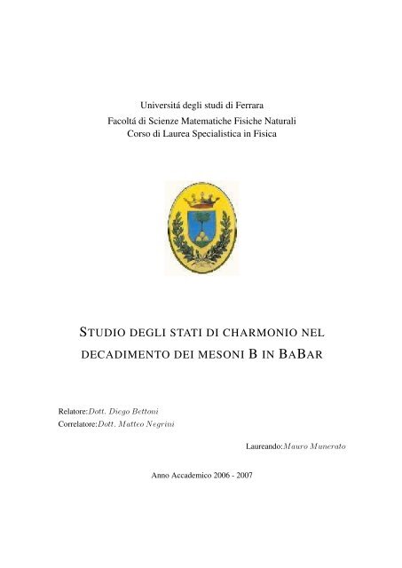 studio degli stati di charmonio nel decadimento dei mesoni b in babar