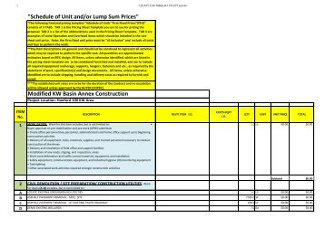 "Schedule of Unit and/or Lump Sum Prices" Modified KW Basin ...