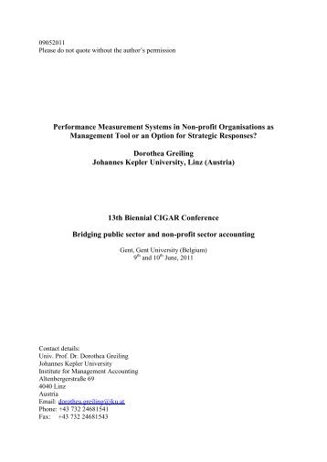 Strategic responses to Performance Measurement in Nonprofit ...