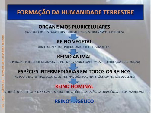 FORMAÇÃO DA HUMANIDADE TERRESTRE - Federação Espírita ...