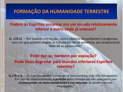 FORMAÇÃO DA HUMANIDADE TERRESTRE - Federação Espírita ...