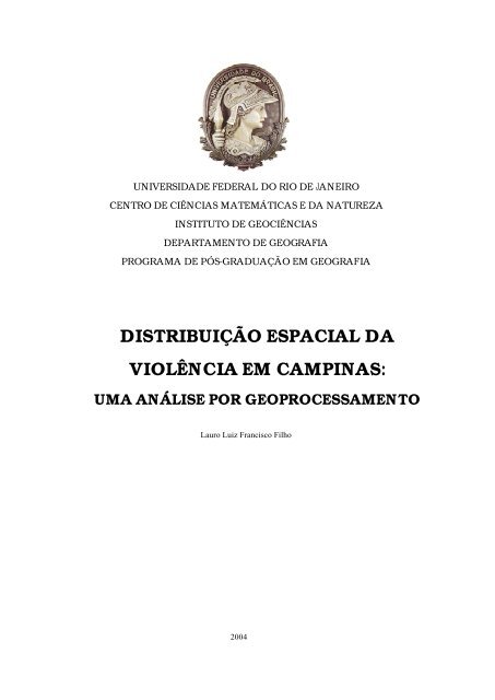 Distribuição Espacial da Violência em Campinas ... - FEC - Unicamp