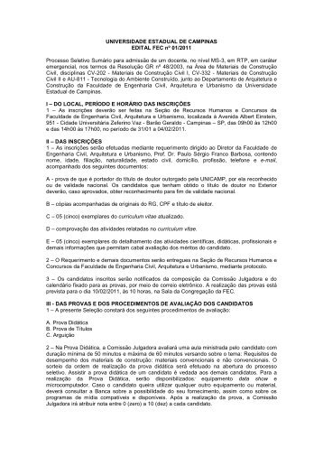 UNIVERSIDADE ESTADUAL DE CAMPINAS - FEC - Unicamp