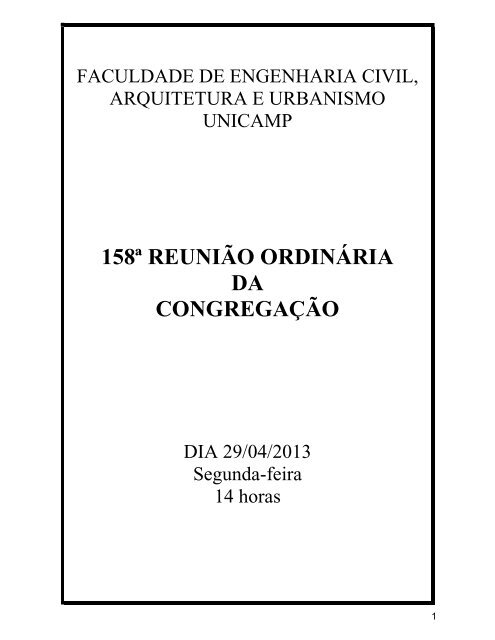 158ª reunião ordinária da congregação - FEC - Unicamp