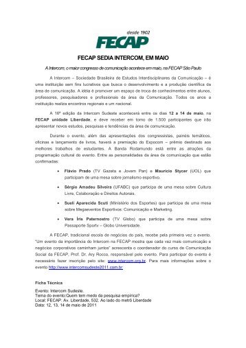 FECAP SEDIA INTERCOM, EM MAIO