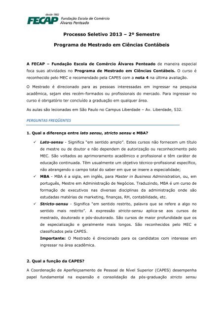 Manual do Candidato 2013-2 - Fecap