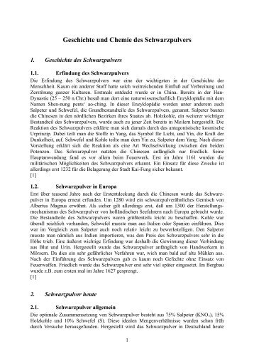 Geschichte und Chemie des Schwarzpulvers