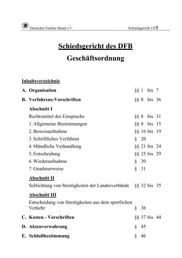 Schiedsgericht des DFB Geschäftsordnung - Deutscher Fechter ...