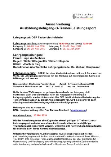 Ausschreibung Ausbildungslehrgang-B-Trainer-Leistungssport