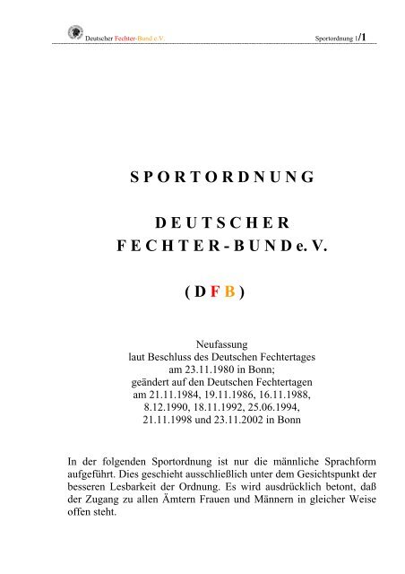 Sportordnung - Deutscher Fechter-Bund eV