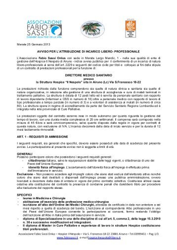 Leggete il bando - Federazione Cure Palliative