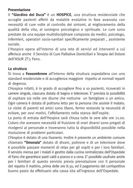 Carta dei Servizi - Federazione Cure Palliative