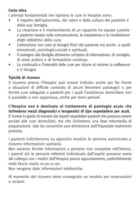 Carta dei Servizi - Federazione Cure Palliative