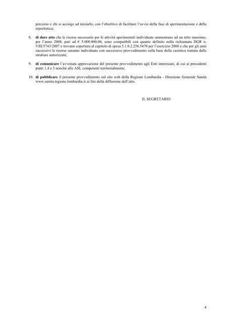 Deliberazione Giunta Regionale VIII 7933 del 06/08/2008