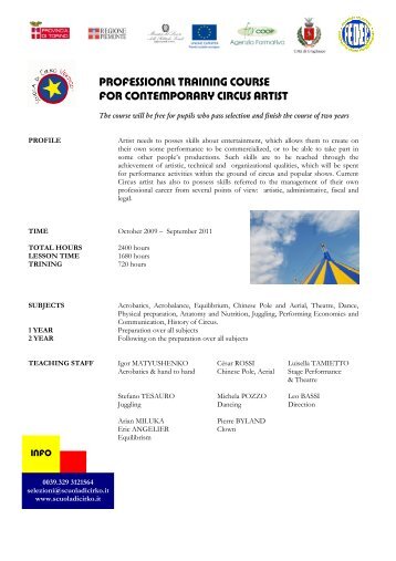 professional training course for contemporary circus artist