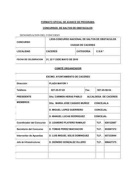 DENOMINACION DEL CONCURSO - Federación Hípica Extremeña