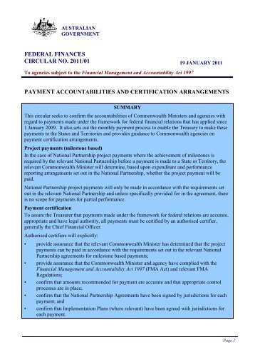 Circular No 2011/01 - Ministerial Council for Federal Financial ...