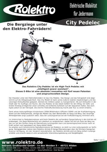 city pedelec.indd - Betronic EDV Großhandel GmbH