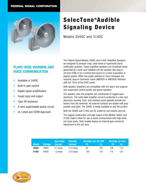 SelecTone®Audible Signaling Device - Federal Signal