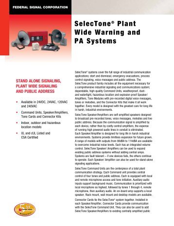 SelecTone® Plant Wide Warning and PA Systems - Federal Signal