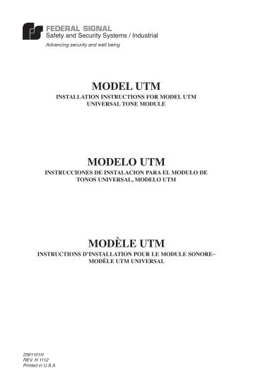 MODEL UTM MODELO UTM MODÈLE UTM - Federal Signal