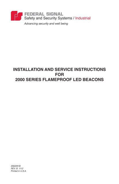 installation and service instructions for 2000 series ... - Federal Signal