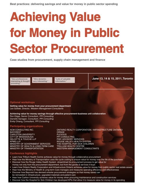 Achieving Value for Money in Public Sector ... - Federated Press