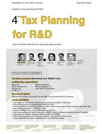 Tax Planning for R&D - Federated Press