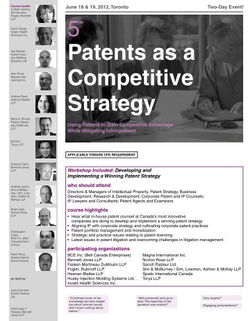 Patents as a Competitive Strategy - Federated Press