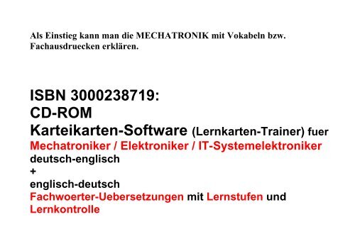Zur Buchmesse 2013 12000 Lernkarten deutsch Englisch Begriffe fuer Mechatronik Azubis